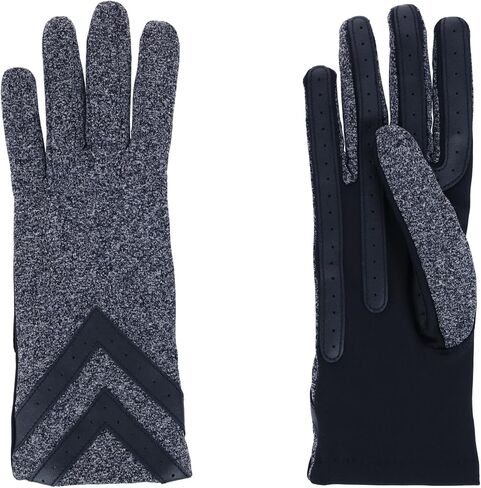 Isotoner SmartDri Smartouch 3 Button Length Spandex Chevron Gloves - A30660 (Black Heather, S/M) in Saudi Arabia