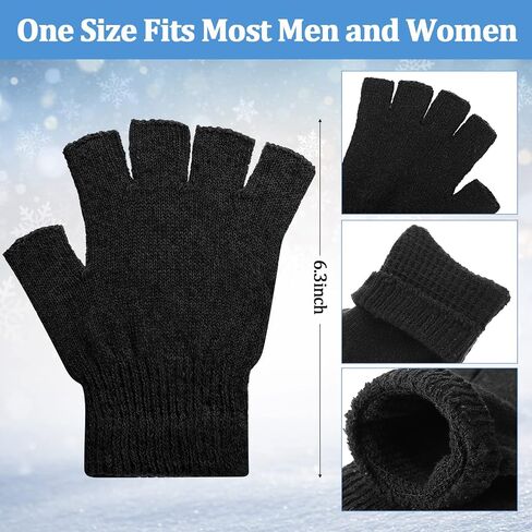 Handepo 24 Pairs Fingerless Gloves Winter Knit Gloves for Women Warm Half Finger Gloves Stretchy Gloves for Men in Saudi Arabia