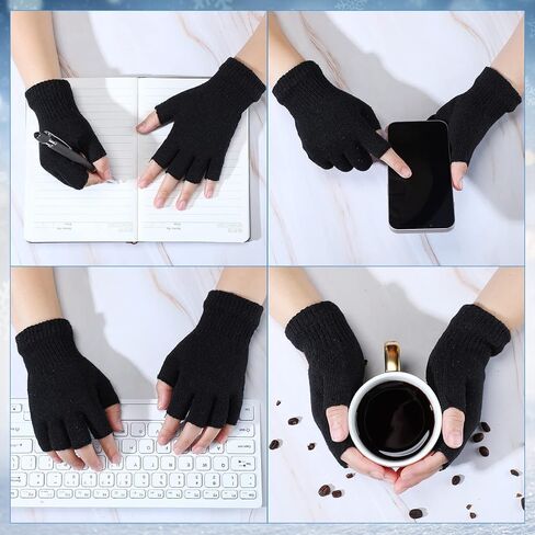 Handepo 24 Pairs Fingerless Gloves Winter Knit Gloves for Women Warm Half Finger Gloves Stretchy Gloves for Men in Saudi Arabia