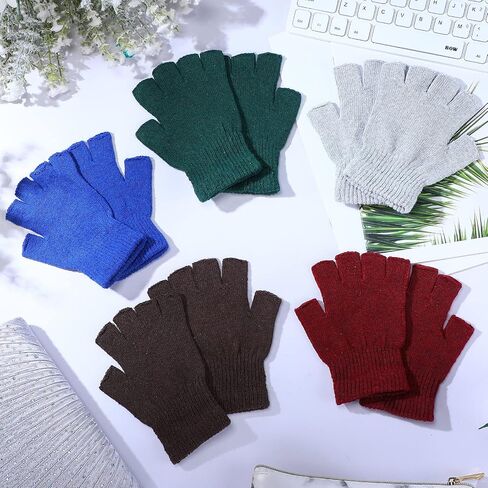 Handepo 24 Pairs Fingerless Gloves Winter Knit Gloves for Women Warm Half Finger Gloves Stretchy Gloves for Men in Saudi Arabia