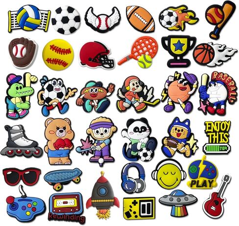 35 قطعة من سحر الأحذية للأولاد، إكسسوارات أحذية رياضية كرتونية، سحر رائع للمراهقين والأطفال ديكورات الأحذية وسوار معصم هدايا الحفلات in Kuwait