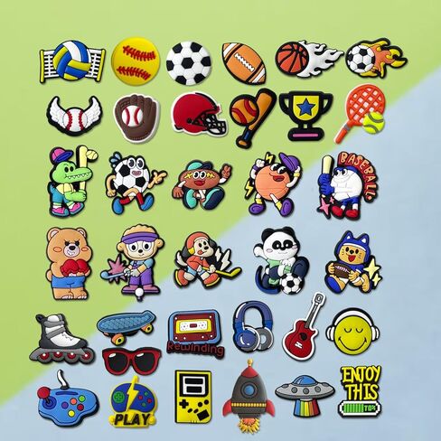 35 قطعة من سحر الأحذية للأولاد، إكسسوارات أحذية رياضية كرتونية، سحر رائع للمراهقين والأطفال ديكورات الأحذية وسوار معصم هدايا الحفلات in Kuwait