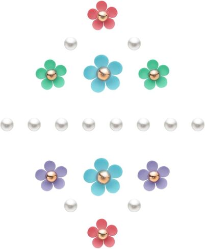 Idefair سحر الأحذية 18PCS، لطيف زهرة الديكور الأحذية بلينغ اللؤلؤ تمساح سحر لصندل تسد، DIY هدية عيد ميلاد للفتيات النساء in Kuwait