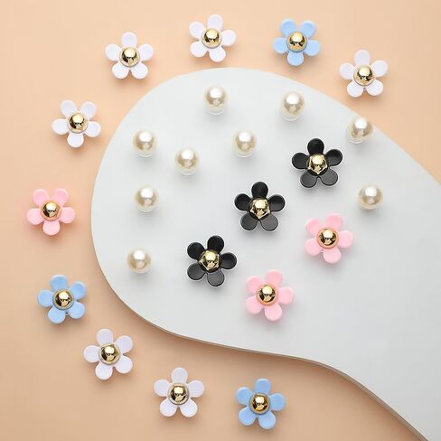 Idefair سحر الأحذية 18PCS، لطيف زهرة الديكور الأحذية بلينغ اللؤلؤ تمساح سحر لصندل تسد، DIY هدية عيد ميلاد للفتيات النساء in Kuwait