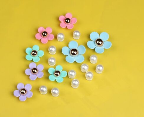 Idefair سحر الأحذية 18PCS، لطيف زهرة الديكور الأحذية بلينغ اللؤلؤ تمساح سحر لصندل تسد، DIY هدية عيد ميلاد للفتيات النساء in Kuwait