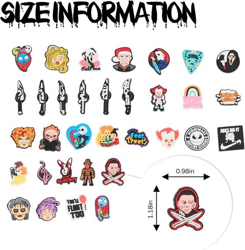 سحر الأحذية سحر الرعب فيلم الرعب زخرفة الأحذية سحر دبابيس زينة للأحذية / الصنادل / شرائح الفقاعات للأولاد والبنات هدايا عيد الميلاد in Kuwait