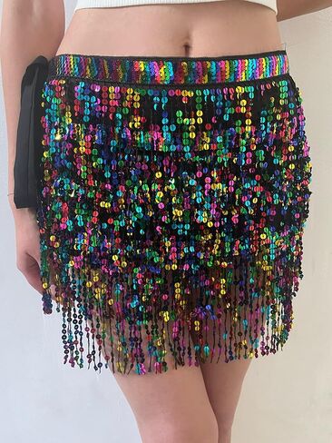 Belly Dance Hip Scarf Sequin Tassel Skirt Wrap in Saudi Arabia