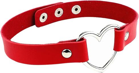 Heart Leather Choker Punk Necklace Goth Soft PU Collar for Women Men Girls Adjustable in Kuwait
