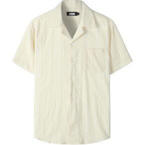 قمصان JOGAL للرجال صيفية من قماش الجاكار الكوبي Guayabera قمصان كاجوال بأزرار للأسفل وأكمام قصيرة قمصان شاطئ هاواي in Kuwait