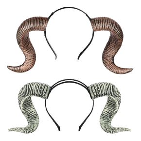 Lurrose 2pcs Ram Horn Headhands Halloween Horn Headbands Gothic Devil Sheep Horn Hair Hoops Ram Cosplay Headwear for Halloween Cosplay Party
