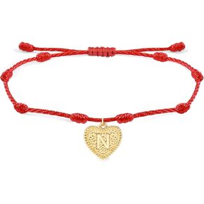 YANCHUN Red String Bracelet Gold Heart Initial Bracelet Kabbalah Prtection Red String Bracelet Adjustable Handmade Cord Bracelet for Women Men in Saudi Arabia