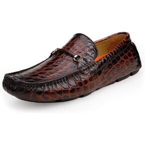 ERGGU أحذية رجالية جلدية للقيادة بدون كعب تمساح مطبوعة أحذية ناعمة سهلة الارتداء in Kuwait