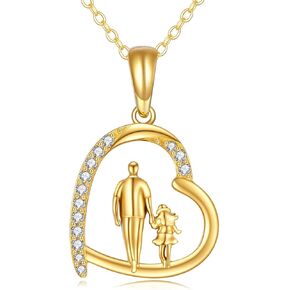 ELFRONT Mom/Dad Necklace 14K Gold Mother/Father Daughter Jewelry New Mom Birthday Mother's Day Gifts for Women Girls in Kuwait