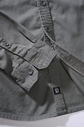 قميص Brandit رجالي بأكمام طويلة، بتصميم بأزرار سفلية، جيوب أمامية، كتاف، حواف خام in Kuwait