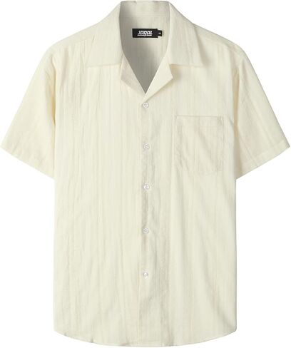 قمصان JOGAL للرجال صيفية من قماش الجاكار الكوبي Guayabera قمصان كاجوال بأزرار للأسفل وأكمام قصيرة قمصان شاطئ هاواي in Kuwait