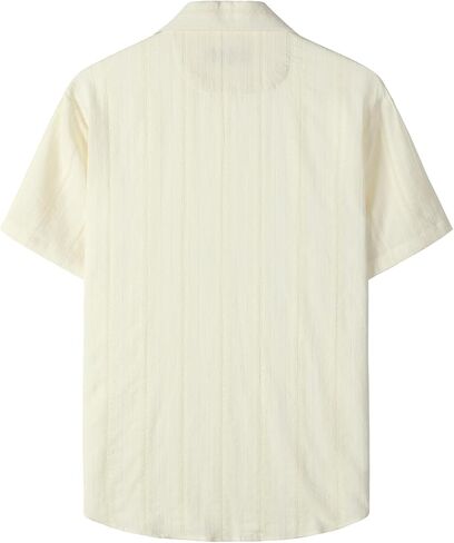 قمصان JOGAL للرجال صيفية من قماش الجاكار الكوبي Guayabera قمصان كاجوال بأزرار للأسفل وأكمام قصيرة قمصان شاطئ هاواي in Kuwait