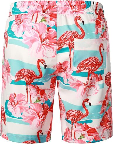 بدلة قميص هاواي للرجال بأكمام قصيرة وأزرار سفلية وطبعات فلامنجو من JOGAL للرجال in Kuwait