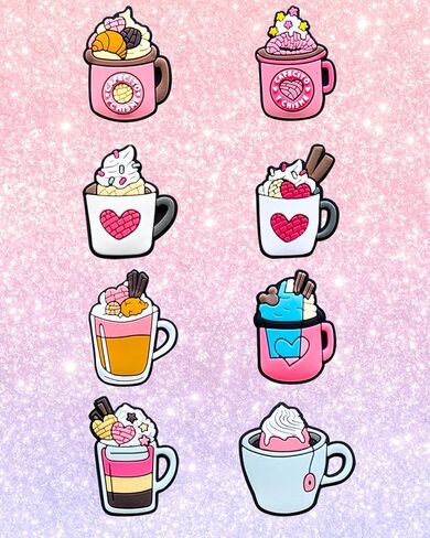 25Pcs Pink Drink Shoe Decoration Charms for Croc Clog Sandals, Concha Croc Charms for Kid Girl Women Party Gifts, Non-Precious Metal, No Gemstone in Kuwait