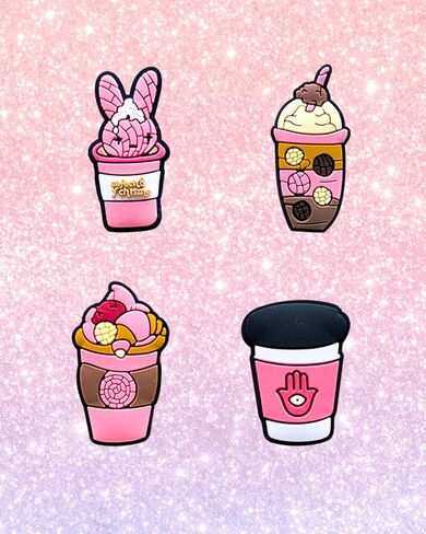 25Pcs Pink Drink Shoe Decoration Charms for Croc Clog Sandals, Concha Croc Charms for Kid Girl Women Party Gifts, Non-Precious Metal, No Gemstone in Kuwait