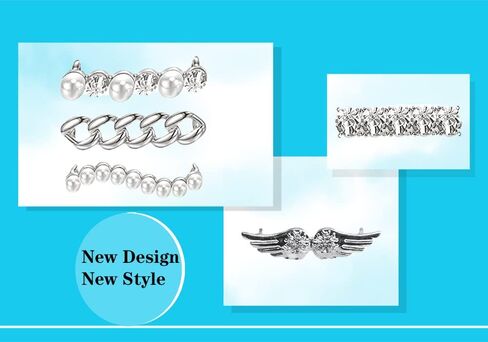 Cymtaml 12 PCS Shoelaces Clips Decorations Charms With Rhinestones Faux Pearl Fashion Accessory Gift for Sneakers and Casual Shoes - Party Accessory in Kuwait