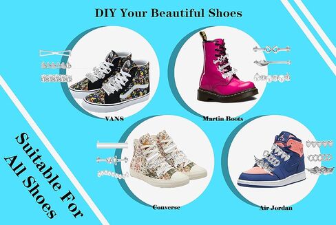 Cymtaml 12 PCS Shoelaces Clips Decorations Charms With Rhinestones Faux Pearl Fashion Accessory Gift for Sneakers and Casual Shoes - Party Accessory in Kuwait