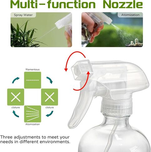 DWTS DANWEITESI Empty Clear Glass Spray Bottle, 16 oz Glass Spray Bottle with Silicone Sleeve*2 with 2 oz Travel Spray Bottle*2 for Cleaning Solution, Essential Oil or Botanical Spray, Reusable in Kuwait