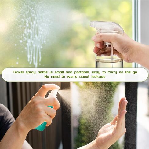 DWTS DANWEITESI Empty Clear Glass Spray Bottle, 16 oz Glass Spray Bottle with Silicone Sleeve*2 with 2 oz Travel Spray Bottle*2 for Cleaning Solution, Essential Oil or Botanical Spray, Reusable in Kuwait