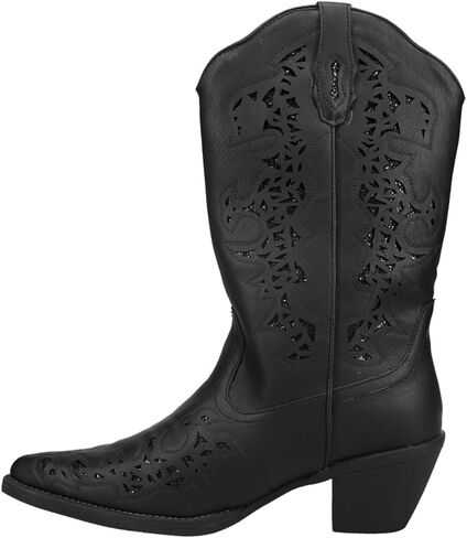 ROPER Womens Alisa Snip Toe Western Cowboy Boots Mid Calf Low Heel 1-2" - Black in Saudi Arabia