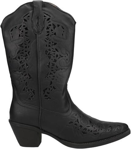 ROPER Womens Alisa Snip Toe Western Cowboy Boots Mid Calf Low Heel 1-2" - Black in Saudi Arabia