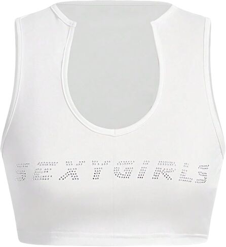 SOLY HUX Women's Rhinestone Y2K Crop Tank Top Scoop Neck Sleeveless Cropped Vest Tops Summer in Saudi Arabia
