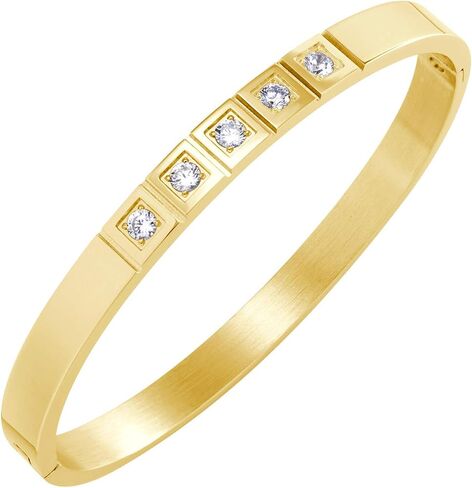 555Jewelry Stainless Steel CZ Cuff Hinged Bangle Bracelet for Men & Women in Saudi Arabia