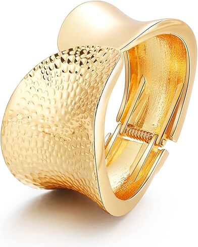 HUASAI Gold Chunky Bangle Bracelets for Women Gold Cuff Bracelets for Women Polished Frosted Bracelets Irregular Wrist Cuffs for Teen Girls in Kuwait