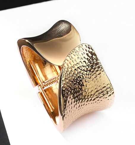 HUASAI Gold Chunky Bangle Bracelets for Women Gold Cuff Bracelets for Women Polished Frosted Bracelets Irregular Wrist Cuffs for Teen Girls in Kuwait