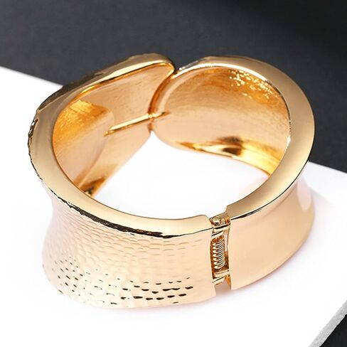 HUASAI Gold Chunky Bangle Bracelets for Women Gold Cuff Bracelets for Women Polished Frosted Bracelets Irregular Wrist Cuffs for Teen Girls in Kuwait