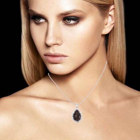 UTOPIA JAIPUR 925 Sterling Silver Pendant Stone in Pears Shape with Faceted Cutting in White Rhodium Plating for Girls and Women | Jewellery Gifts | Fine Jewellery in Saudi Arabia