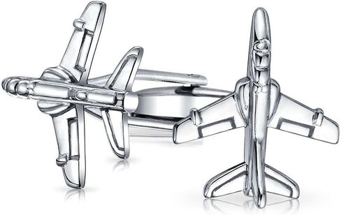 Mens Pilot Military Jet Airplane Shirt Cufflinks For Men Silver Tone Stainless Steel Hinge Bullet Back in Saudi Arabia