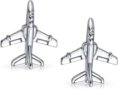 Mens Pilot Military Jet Airplane Shirt Cufflinks For Men Silver Tone Stainless Steel Hinge Bullet Back in Saudi Arabia