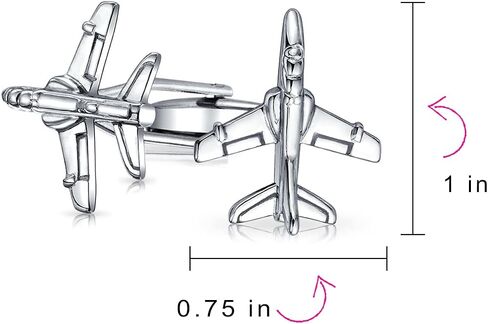 Mens Pilot Military Jet Airplane Shirt Cufflinks For Men Silver Tone Stainless Steel Hinge Bullet Back in Saudi Arabia
