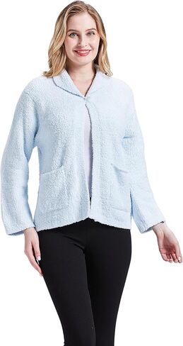 Loungees Women's Plus Light Blue Marshmallow Fleece Bed Jacket - 2X in Kuwait