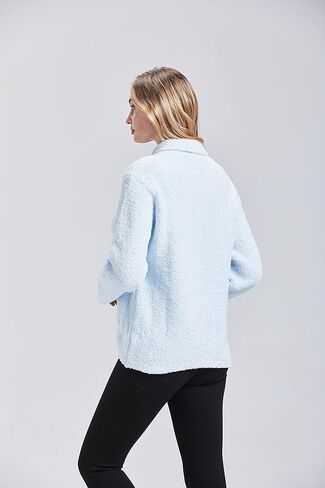 Loungees Women's Plus Light Blue Marshmallow Fleece Bed Jacket - 2X in Kuwait