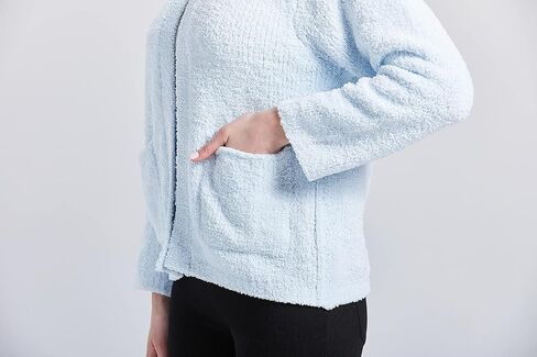 Loungees Women's Plus Light Blue Marshmallow Fleece Bed Jacket - 2X in Kuwait