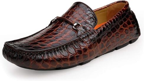 ERGGU أحذية رجالية جلدية للقيادة بدون كعب تمساح مطبوعة أحذية ناعمة سهلة الارتداء in Kuwait