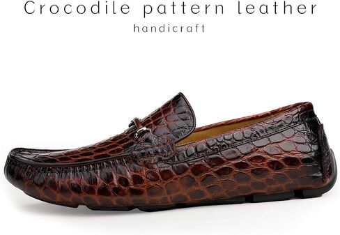 ERGGU أحذية رجالية جلدية للقيادة بدون كعب تمساح مطبوعة أحذية ناعمة سهلة الارتداء in Kuwait