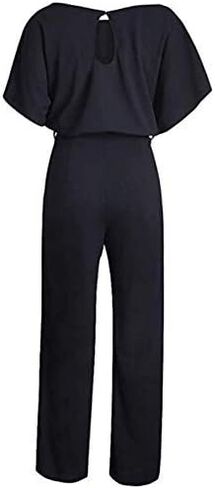Cegerne Women Casual Loose Short Sleeve Belted Wide Leg Pant Romper Jumpsuits Dressy Wedding in Kuwait