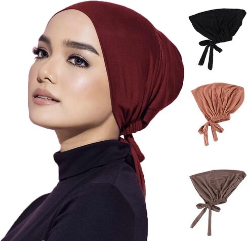 Chemo Headwear Hair Cover Inner Beanies Hat - 4 Packed Solid Bandana Skull Caps for Women Men in Saudi Arabia