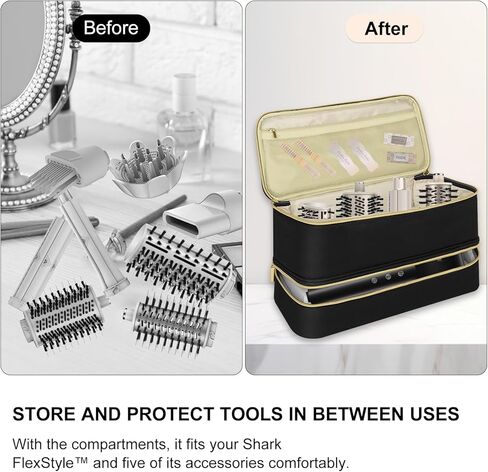 شنطة سفر مزدوجة الطبقات لشارك فليكس ستايل/دايسون اير راب، شنطة حمل وجانغ مقاومة للماء، شنطة منظمة للسفر لملحقات شارك فليكس ستايل ودايسون اير راب ستايلر in Kuwait