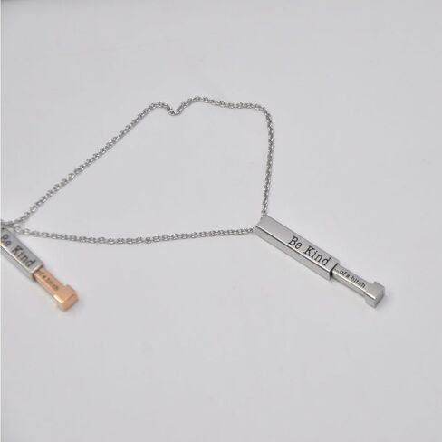 LIU JUN Be Kind Of A B Necklaces For Women, To Best Friends Sorority Sisters Inspirational Square Tubes Pendant With Hidden Message Stainless Steel Band Friendship Gift Jewelry in Saudi Arabia