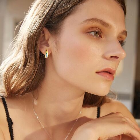 14K Solid Gold Rainbow Stud Earrings for Women Girls - Fashion Rainbow Earrings Yellow Gold Colorful Cubic Zirconia Rainbow Earrings, Yellow Gold, Cubic Zirconia in Kuwait