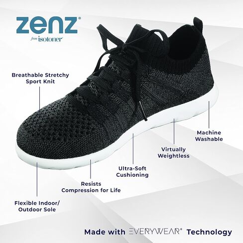 isotoner Zenz Womens Lace Up Slippers, Lightweight Unlined Sport Knit Slip-Ons in Saudi Arabia