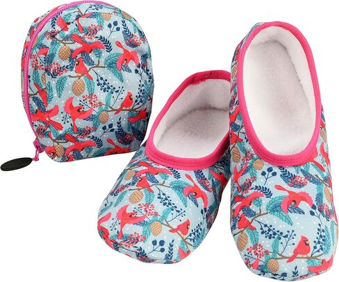 Snoozies Skinnies Slipper Socks & Travel Pouch – Non Slip Socks, Foldable Slippers for Women with Travel Pouch in Saudi Arabia
